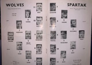 Rare Football Programme - Wolves V Spartak Moscow Floodlit Game 1954 2