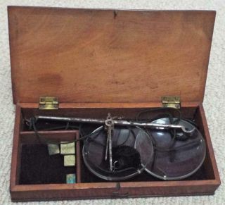 Antique Apothecary Travel Scales In Wooden Case C1900