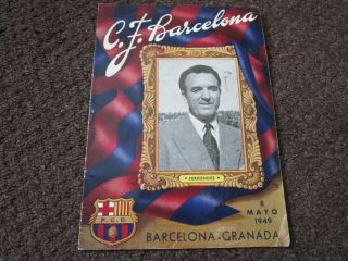 Cf Barcelona V Granada 1948/9 Spain May 8th Rare Post