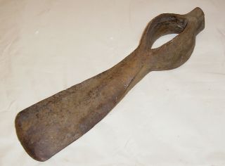 Antique 3 3/8 " Wide Foot Adze Head - Rusty But Solid,  Oval Eye - Hand Forged