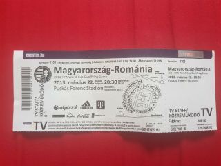 Football Ticket Hungary - Romania 2013 Rare Ticket