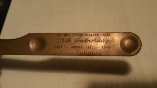 Antique Brass Letter Opener Old 2nd Ntnl Bank 1945 Aurora Illinois S - 92