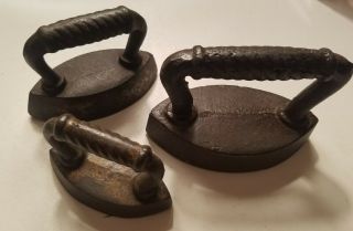 3 Antique Mini/ Toy Sad Irons By A.  C.  Williams - Late 1800 