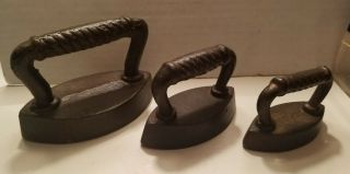 3 Antique Mini/ Toy Sad Irons by A.  C.  Williams - Late 1800 ' s - Ex. 2