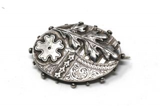 A Gorgeous Antique Victorian Sterling Silver 925 Patterned Large Brooch 27235