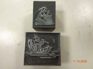 Printing Letterpress Printer Block Decorative Antique Ships Print Cut