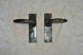 Black Painted Vintage Lever Keyhole Door Handles