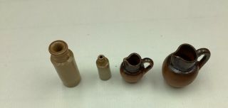 Antique Miniature Dolls House Stoneware Jugs And Flasks