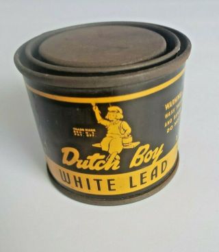 Vintage 1 Lb Dutch Boy White Lead 2 1/4 " Old Antique Paint Can Advertising Oil