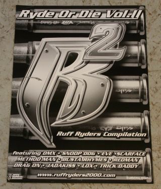 Ruff Ryders Compilation Vol 2 Dmx Logo Rap Hip Hop Street Promo Poster Rare,