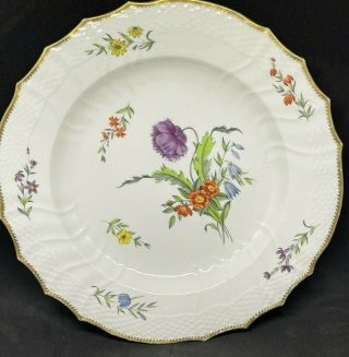 Antique Royal Copenhagen Meissen Style,  Saxon Flower Pattern 24cm Dinner Plate.