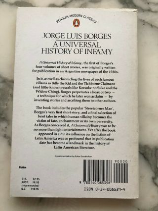 JORGE LUIS BORGES A UNIVERSAL HISTORY OF INFAMY Penguin 1985 Rare UK Edition 2