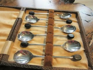 Set Of 6 Silver Coffee Spoons Cira.  1937 In Silk Lined Box