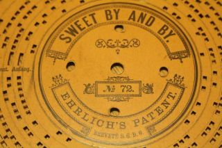 ANTIQUE 1892 EHRLICHS CARD MUSIC DISC SWEET BY AND BY No72 13 