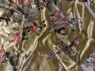 Vintage Chinese Silk Hand Embroidered Gold Tablecloth 2