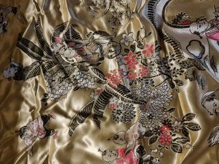 Vintage Chinese Silk Hand Embroidered Gold Tablecloth 3