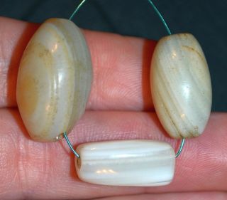 Antique White Banded Agate Stone Bead From Yoruba Tribe Nigeria,  African Trade