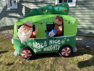 Christmas Gemmy Airblown Inflatable Van Hippie Make Vw Santa Peace Rare