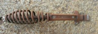 Antique Cast Iron Wood Stove Cover Lid Lifter With Coil Handle 7 1/2 "