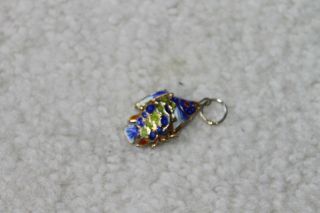 Chinese Antique Silver And Enameled Fish Pendant 1 - 1/2 " L