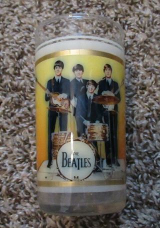 Beatles Very Rare 1964 U.  S.  5 " Tall Glass W Rubber Coating And Great Images Nm