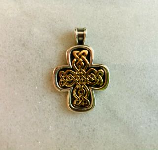 Retired James Avery Cross Gold And Sterling Braided Woven Rare
