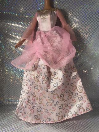 Barbie Doll Clothing Pink Glitter Gown Dress Princess Shoes Wow
