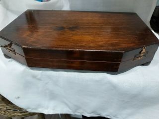 Empty Vintage Wooden Cutlery Box Case With Bun Feet Storage Or Upcycle Project