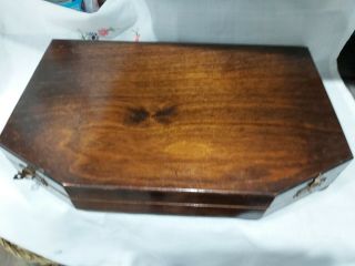 Empty Vintage Wooden Cutlery Box Case with Bun Feet Storage or Upcycle Project 2