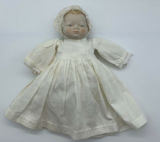 Vintage Bisque Baby Doll Made From Kit - Back Collar Marked Japan 10 "
