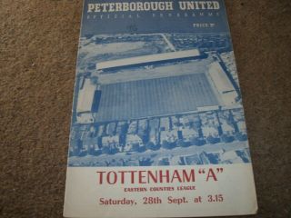 Rare Peterborough United V Tottenham Hotspur Eastern Counties League 28 Sep 1957