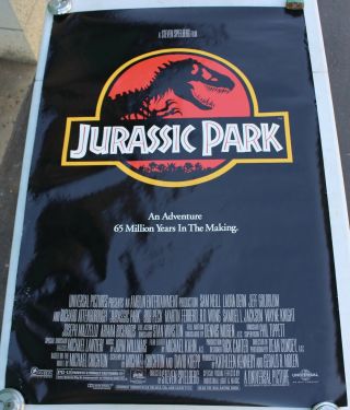 Rare 1992 Jurassic Park Movie Theater Promo Poster 40x27” Dinosaur Og