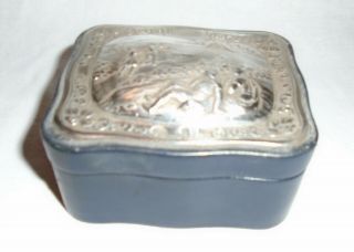 Vintage Silver Hinged Lid Leather Jewellery Box By John Bull Ltd,  London 1989