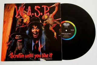 Wasp - Scream Until You Like It 12 " Vinyl Single Theme From Ghoulies Ii Rare