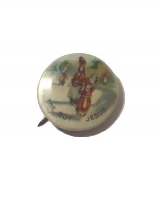 Antique The Boy Jesus Pin Back Button,  Religious,  Christmas,  3 Wisemen,  Celluloid