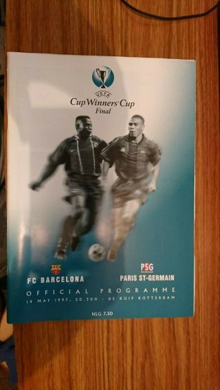 Rare Barcelona V Psg 14th May 1997 Uefa Cup Winners Cup Final Programme