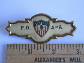 Antique Patriotic Order Sons Of America Fraternal Pin W/ Washington Ribbon