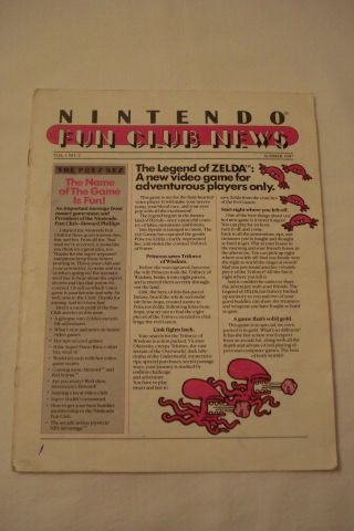 Rare Nintendo Fun Club News Volume 1 Number 2 1987 Vol 1 No 2 Power Fan