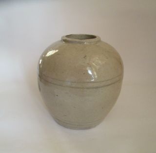 Antique Chinese Stoneware Ginger Jar Gloss Glaze Blue / Grey Colour.