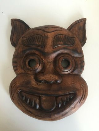 Vintage Wooden Hand Carved Face Mask Wall Hanging Décor