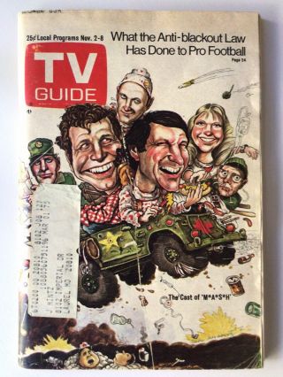 Tv Guide Nov.  2 - 8,  1974 - Mash Tv Cast - Inside: Wayne Rogers
