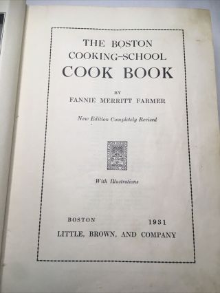 The Boston Cooking School Cook Book Vintage Antique 1931 2