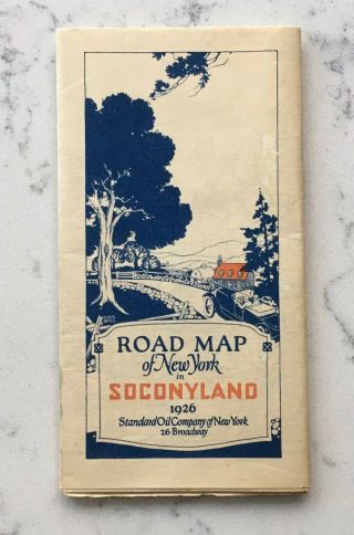 Antique Standard Oil Socony Gasoline Road Map Of York 1926 Travel Brochure