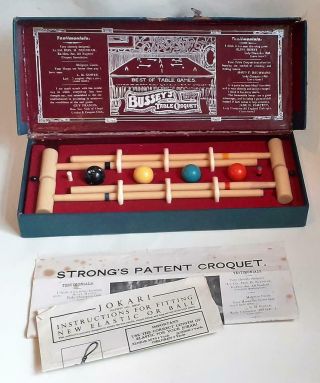 Antique - 1902 Top Of The Range Ivorine - Boxed Table Croquet Game By Bussey 