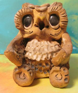 Rare Figural Owl Vintage Max Hindt Pottery Incense Burner Signed " Hindt " Htf