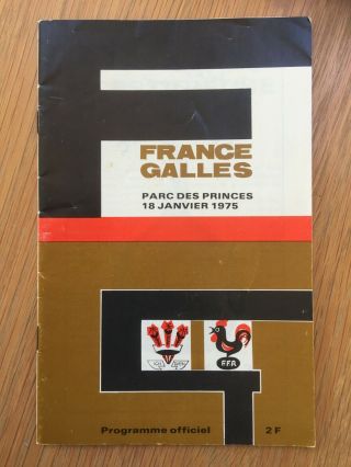 France V Wales 18 Jan 1975 In Paris Rugby Programme - Rare