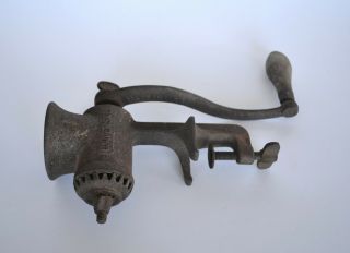 Antique Cast Iron No 1 Universal Hand Crank Meat Grinder With Wood Handle Usa