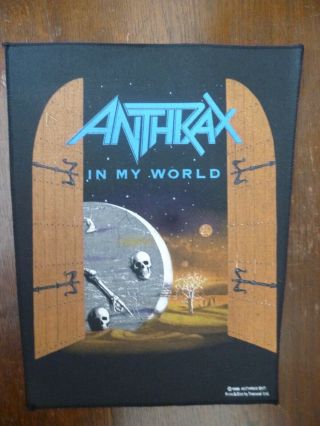 Anthrax " In My World " Rare Uk Vintage Back Patch From 1990