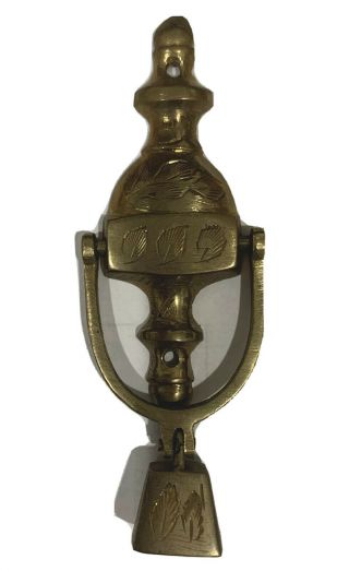 Vintage Solid Brass Door Knocker W/ Bell From India Unique Musical Sound