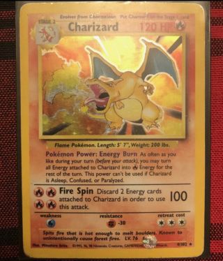 Pokemon Charizard Base Set 4/102 Rare Foil Card